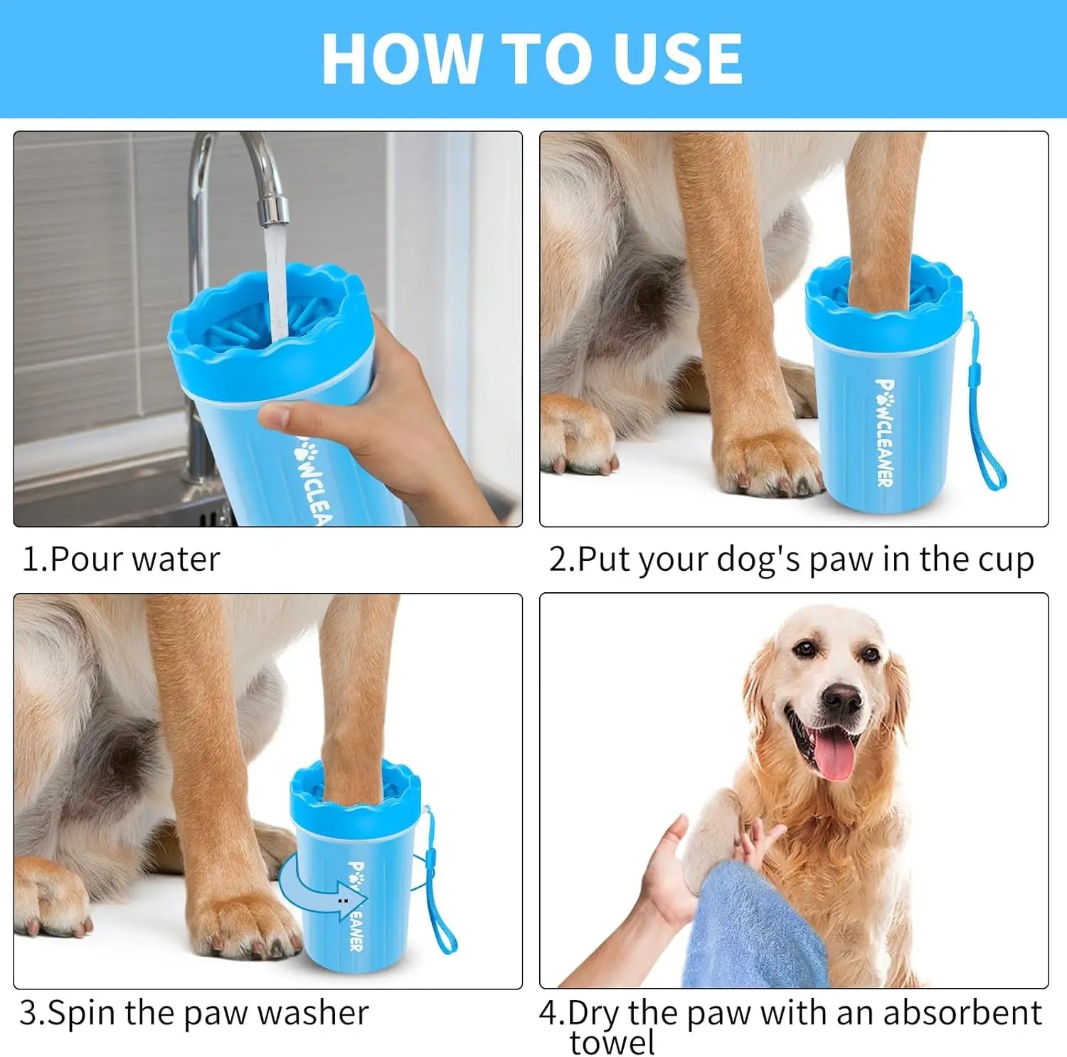 Dog Paw Cleaner, Washer, Buddy Muddy Pet Foot Cleaner for Small Medium Large Breed Dogs/Cats with 3 Absorbent Towels