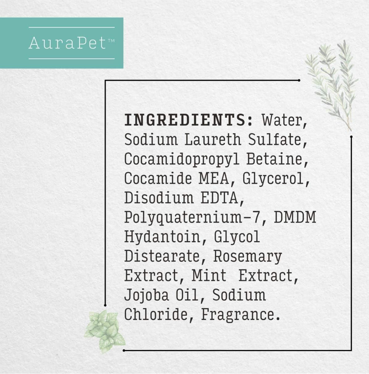 Revitalize Your Dog's Coat with AuraPet Aromatherapy Rosemary Mint Shampoo – 8 Oz Calming Wash for All Dogs with Dry, Itchy Skin