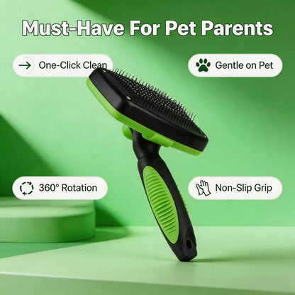 Self-Cleaning Pet Slicker Brush - 1-Click Release De-Shedding Tool with Soft Grip, Detachable Fur Grooming Brush Combs for Dogs & Cats, De-Shedding Combs