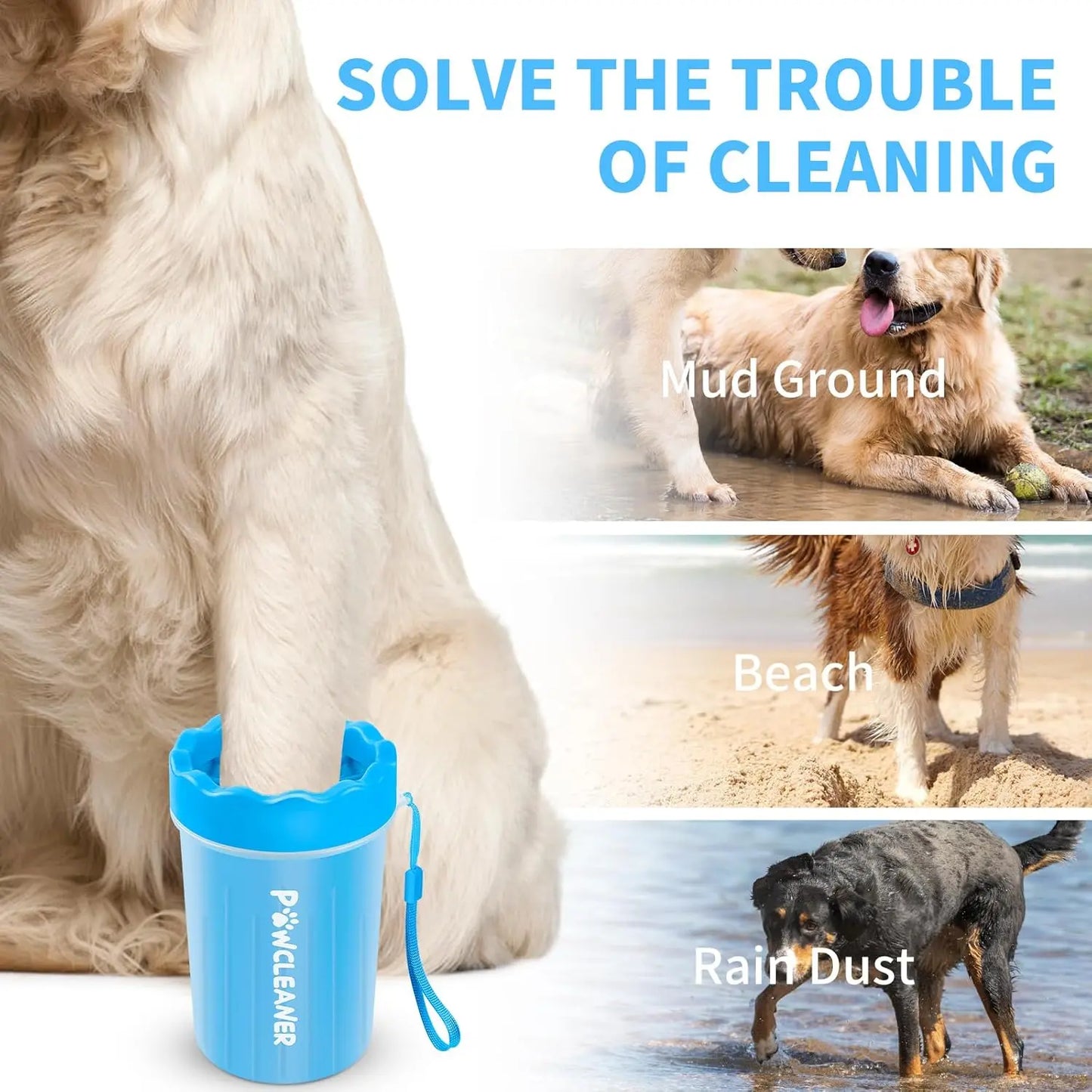 Dog Paw Cleaner, Washer, Buddy Muddy Pet Foot Cleaner for Small Medium Large Breed Dogs/Cats with 3 Absorbent Towels