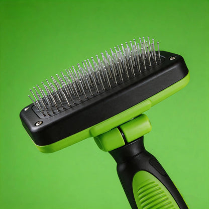 Self-Cleaning Pet Slicker Brush - 1-Click Release De-Shedding Tool with Soft Grip, Detachable Fur Grooming Brush Combs for Dogs & Cats, De-Shedding Combs
