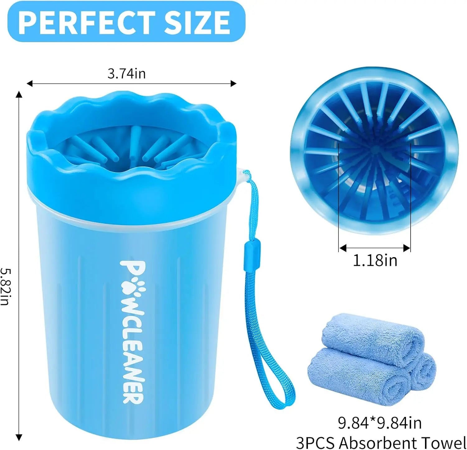 Dog Paw Cleaner, Washer, Buddy Muddy Pet Foot Cleaner for Small Medium Large Breed Dogs/Cats with 3 Absorbent Towels