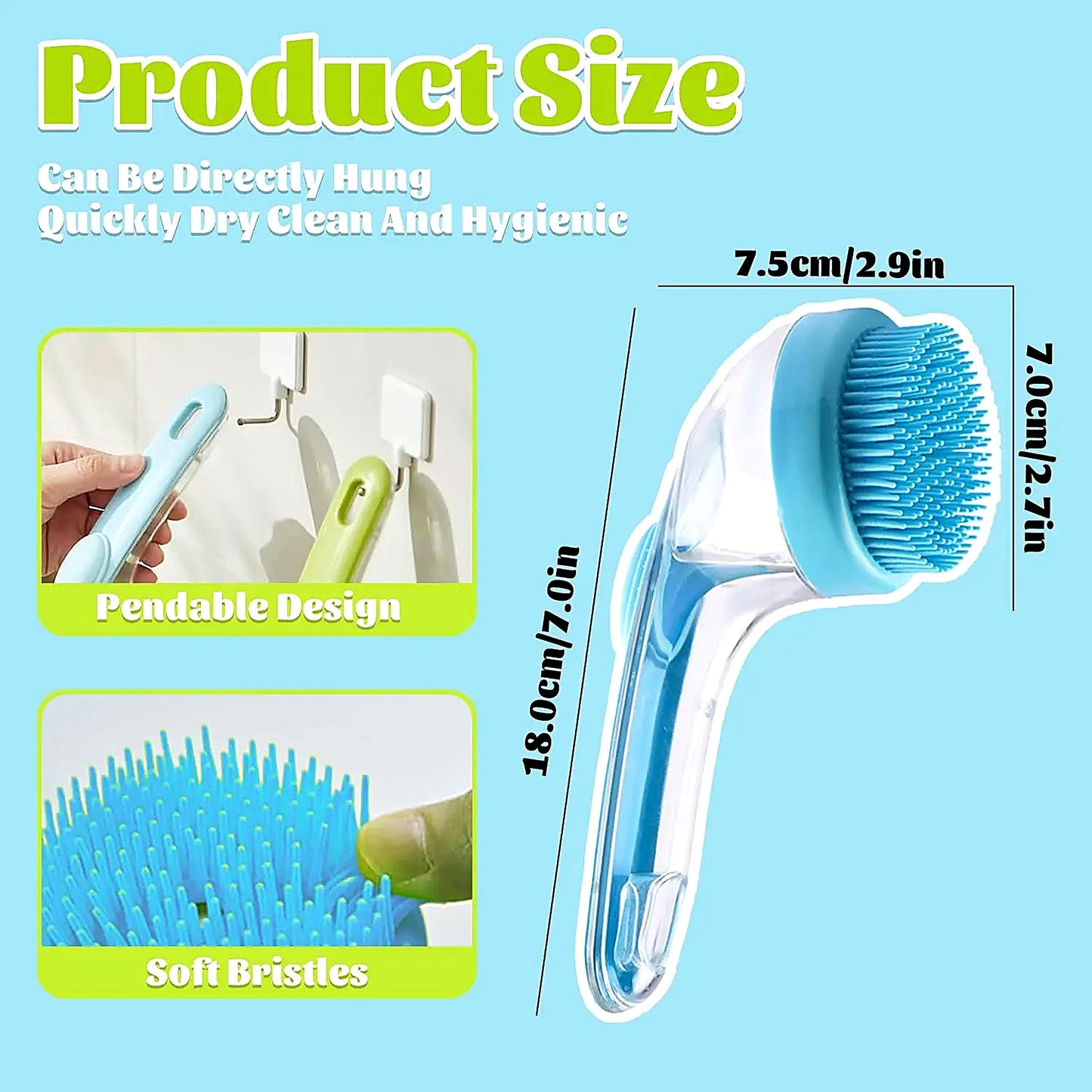 Pawbly Bath Brush - 2-in-1 shampoo dispensing massage brush for dogs and cats