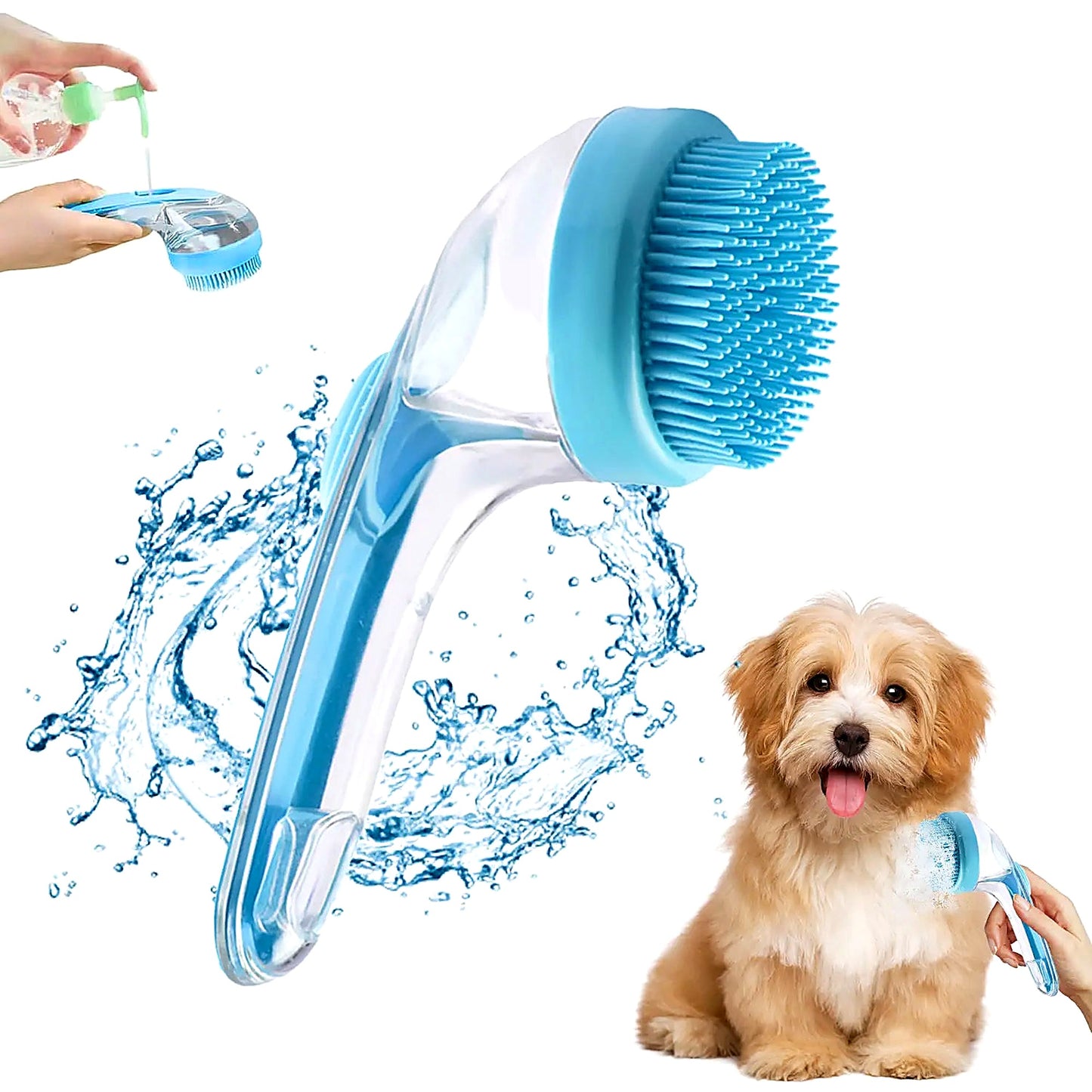 Pawbly Bath Brush with built-in shampoo reservoir