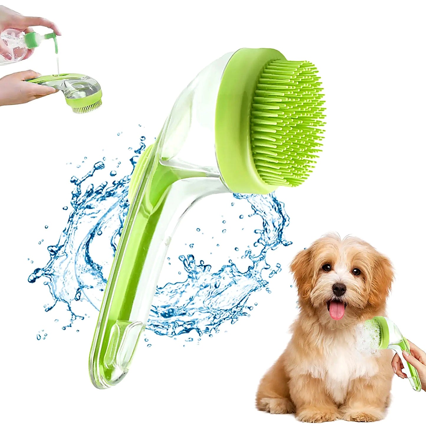 Soft silicone bristles massage shampoo deep into pet coat