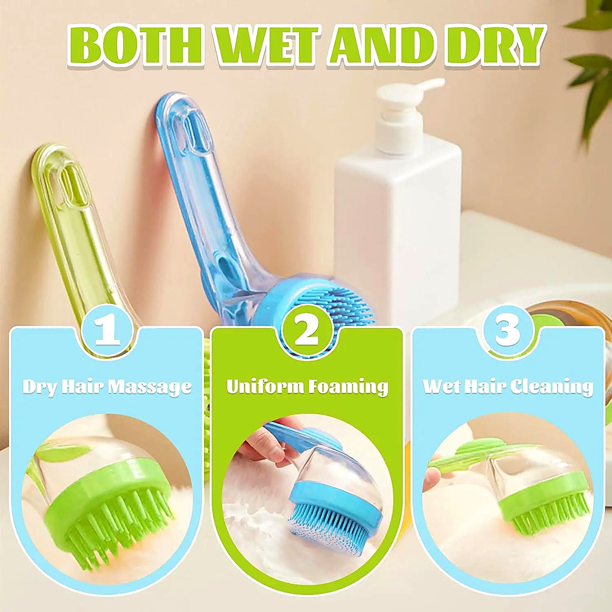 Pawbly Bath Brush shampoo dispenser in action